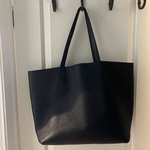 Elegant Black Leather Tote Bag